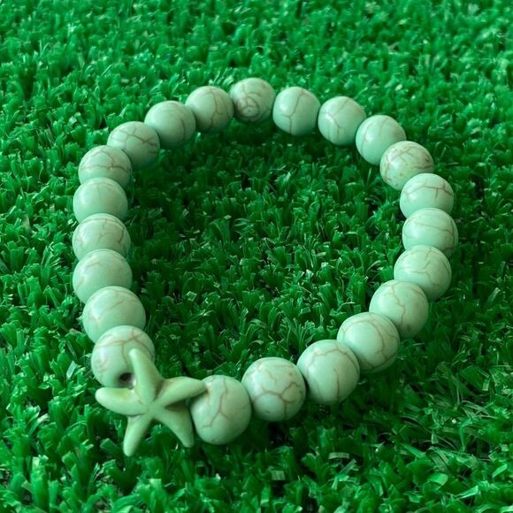 GREEN Marbled Sea StarāBeaded Bracelet OS - Picture 4 of 4